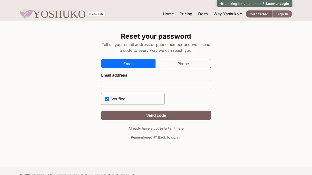 Sign up / sign in screen