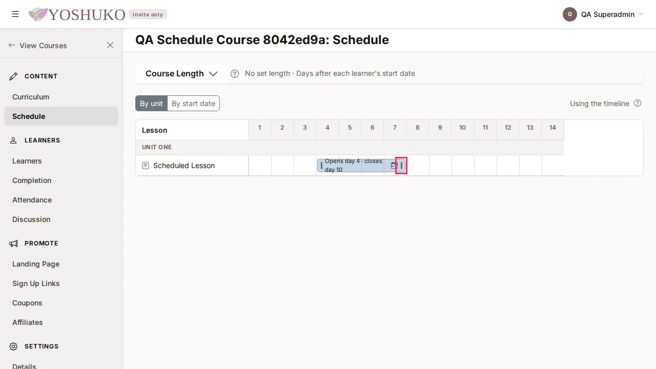 Schedule and release screen
