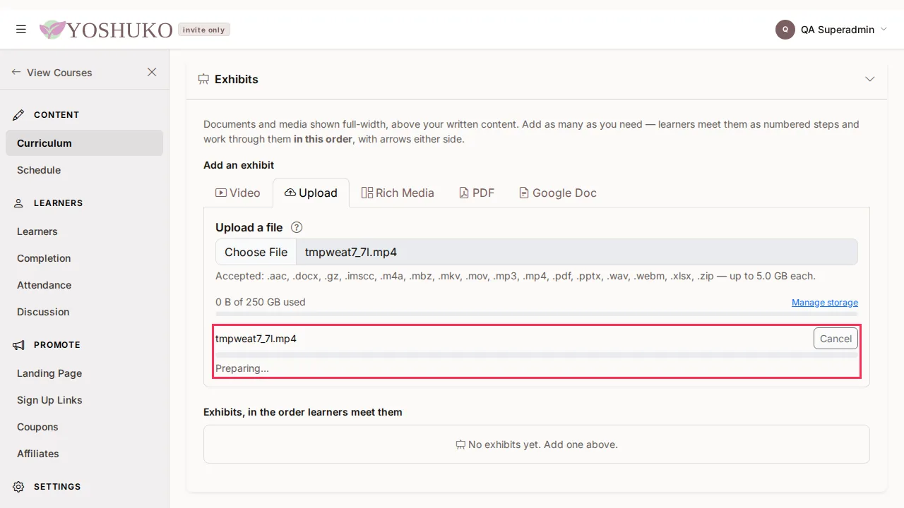 Lesson editor screen