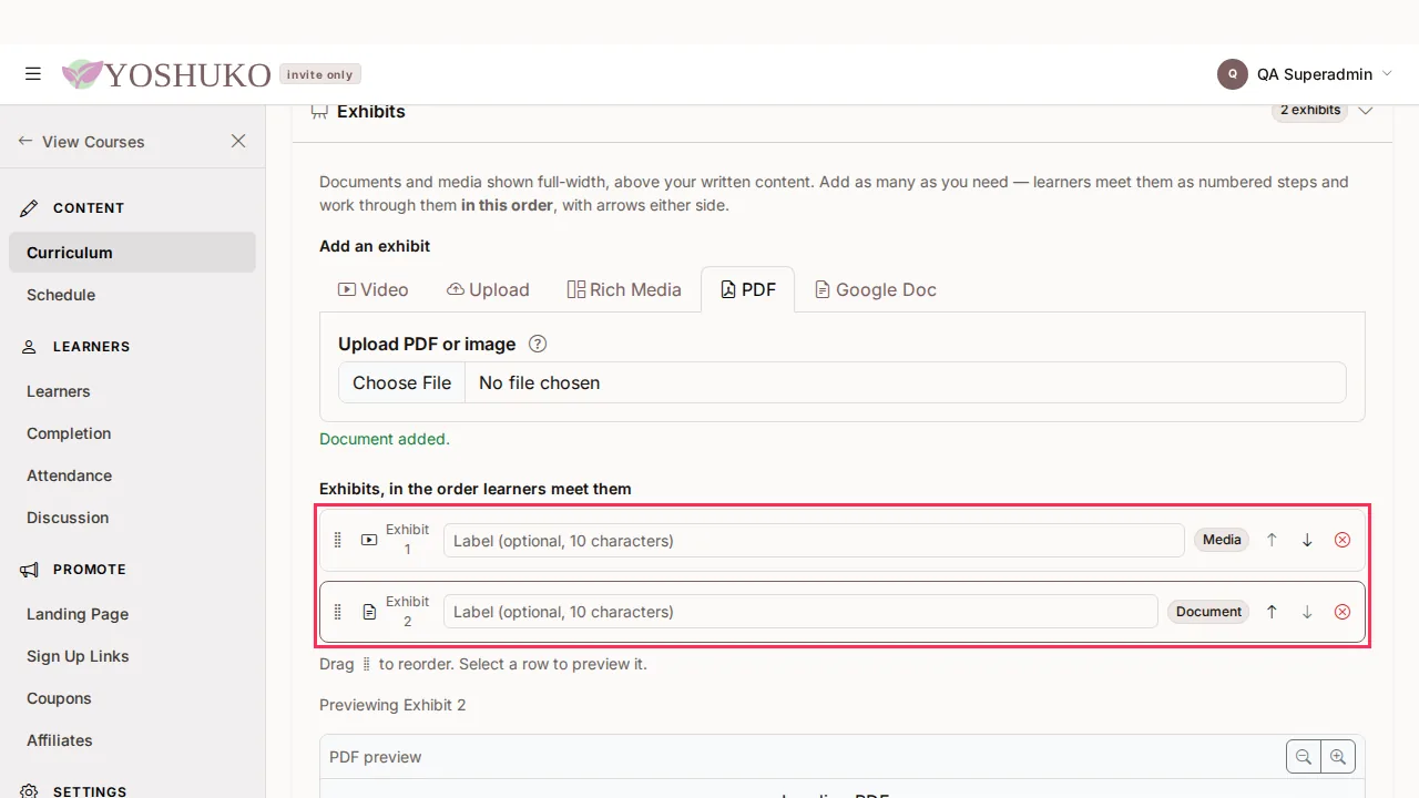 Lesson editor screen