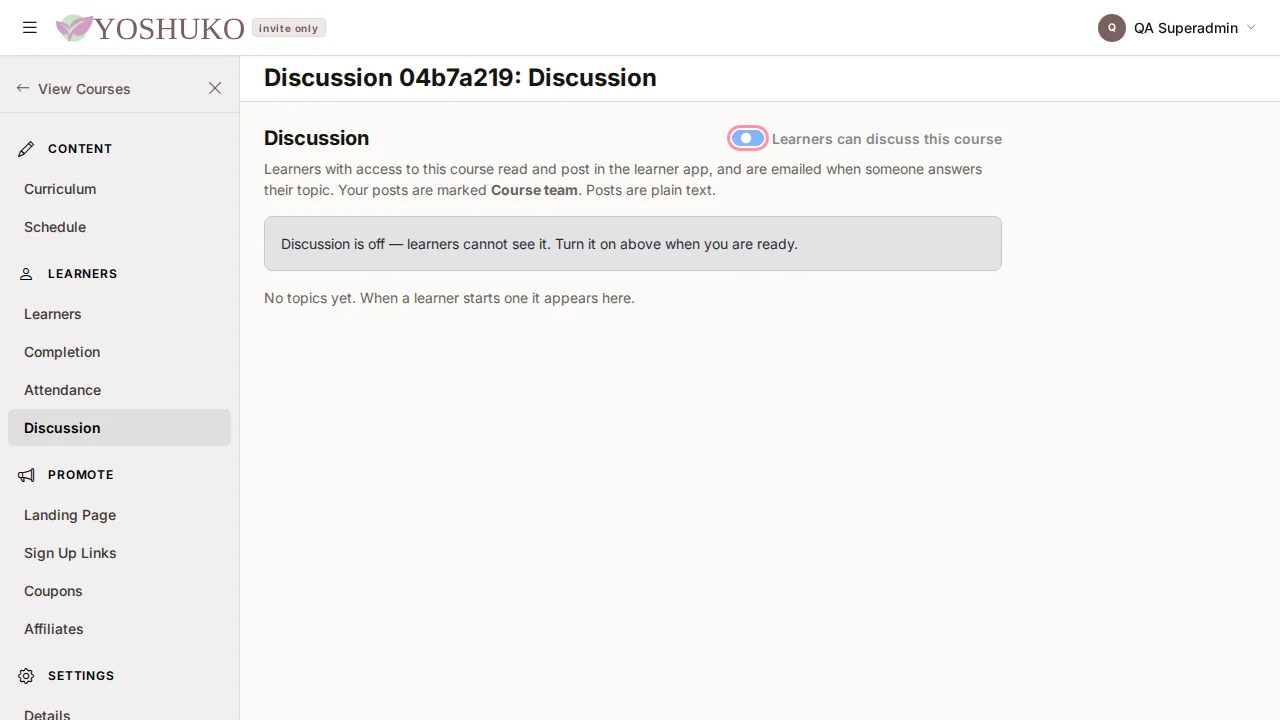 Discussion screen