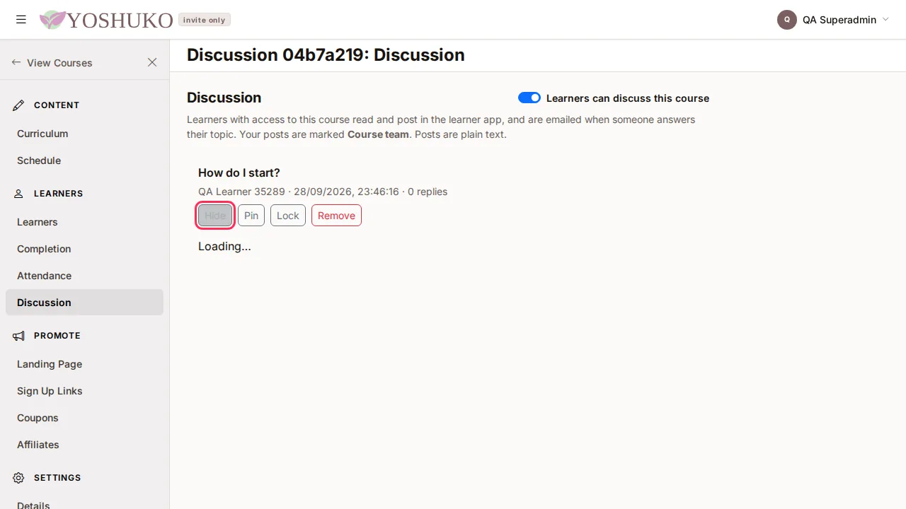 Discussion screen