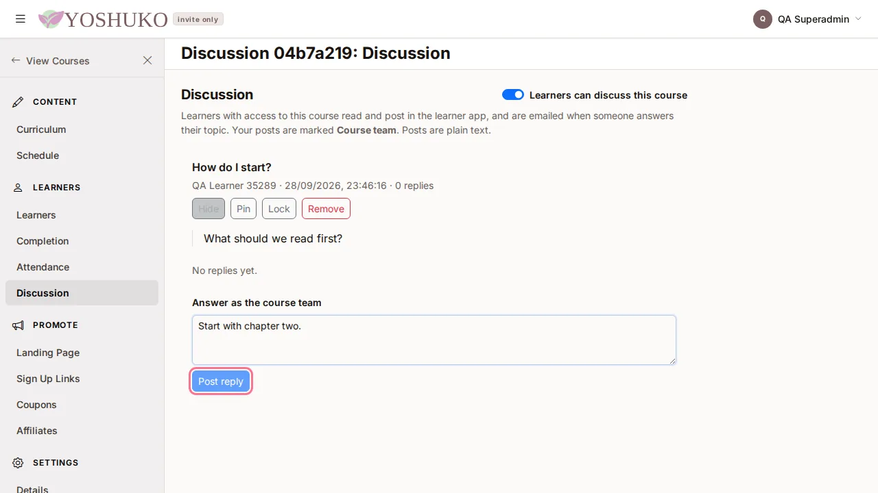 Discussion screen