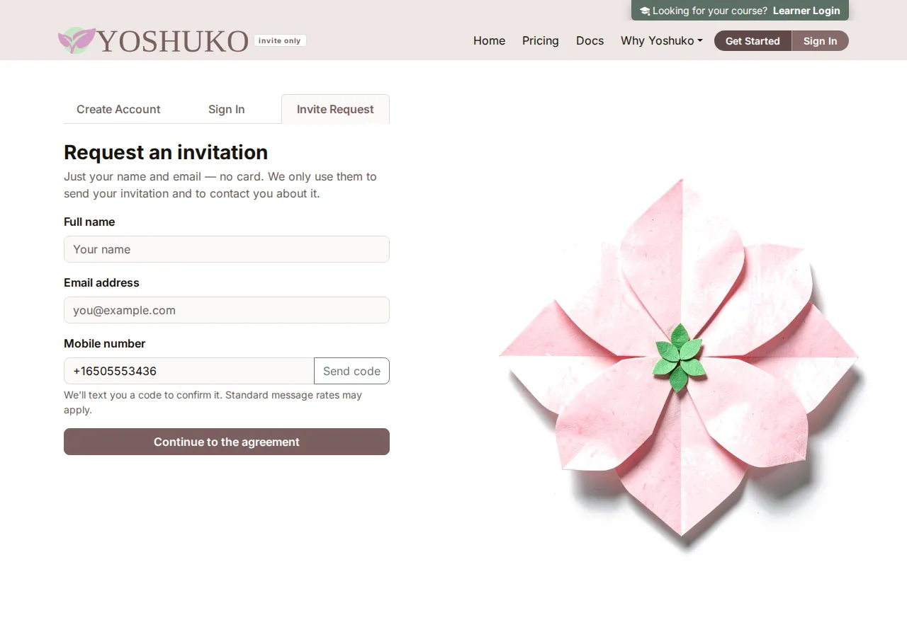 Marketing home page (Institutions) screen
